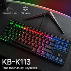 KB-K113 Mechanical Keyboard 80% Form Factor 87 Keys Gaming Keyboard Wired Full Key Hot-Swappable RGB Backlight for PC Laptop