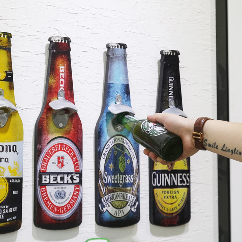 For Beer Bottle Styling Bottle Opener Art Pendant Decoration Bar Restaurant Home Living Room Wall Hanging Practical Accessories