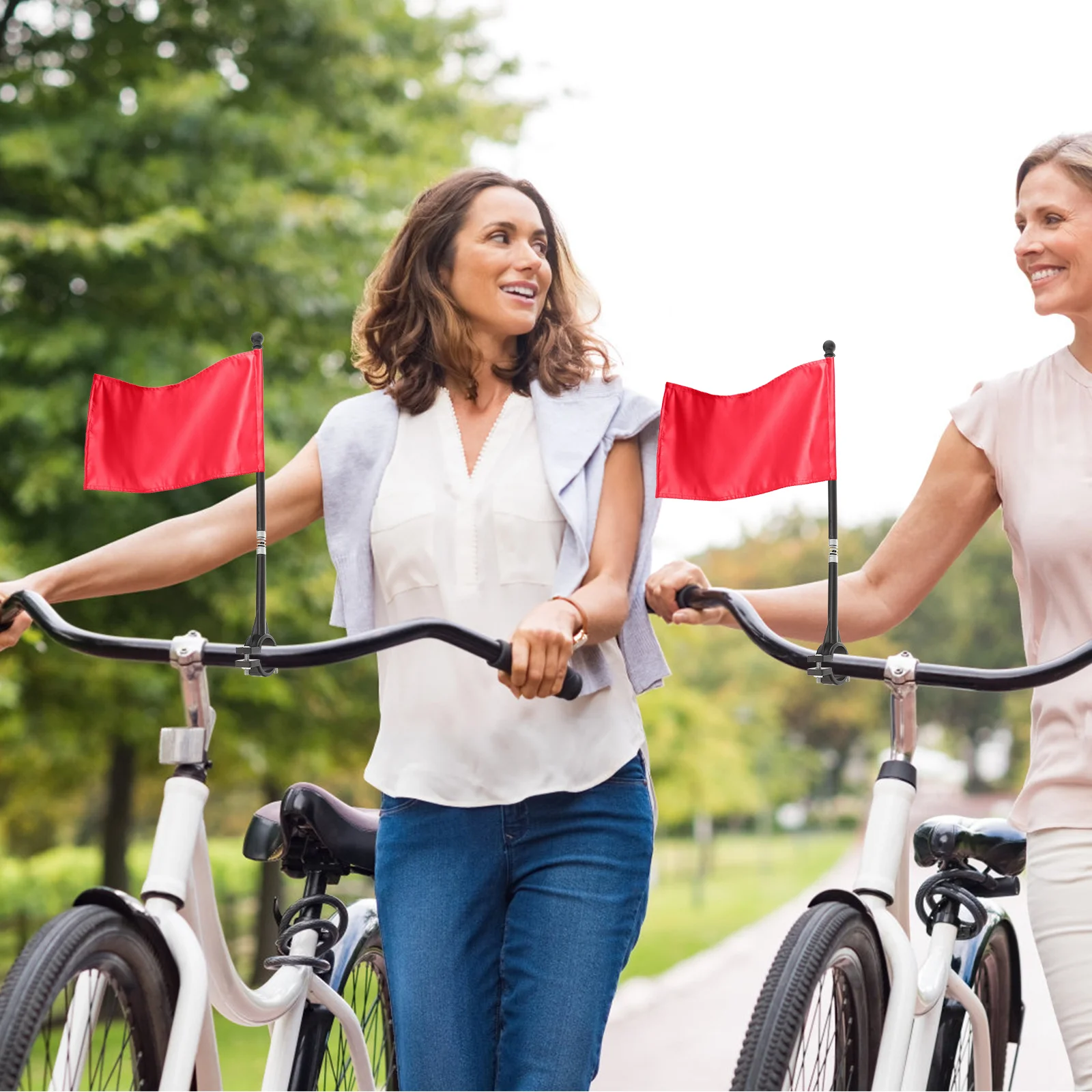 6 Pcs Bicycle Flagpole Bike Flags with Fiberglass for Safety Cycling Handlebar Motorcycle Mounts Banner