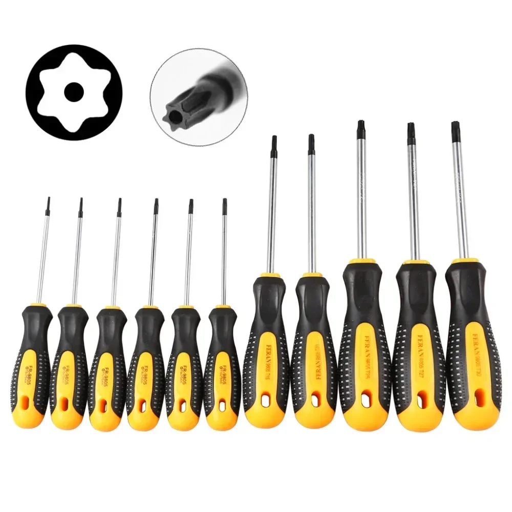 Chrome Vanadium Steel Torx Screwdriver Set (T5-T30) - Magnetic Hole Design Kit for Telephone Repair & Hand Tool Set