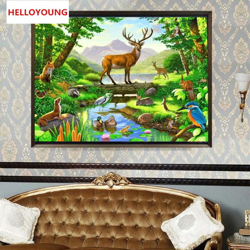 YGS-202 DIY 5D Full Diamond Embroidery Animal paradise Round Diamond Painting Cross Stitch Kits Diamond Mosaic Home Decor