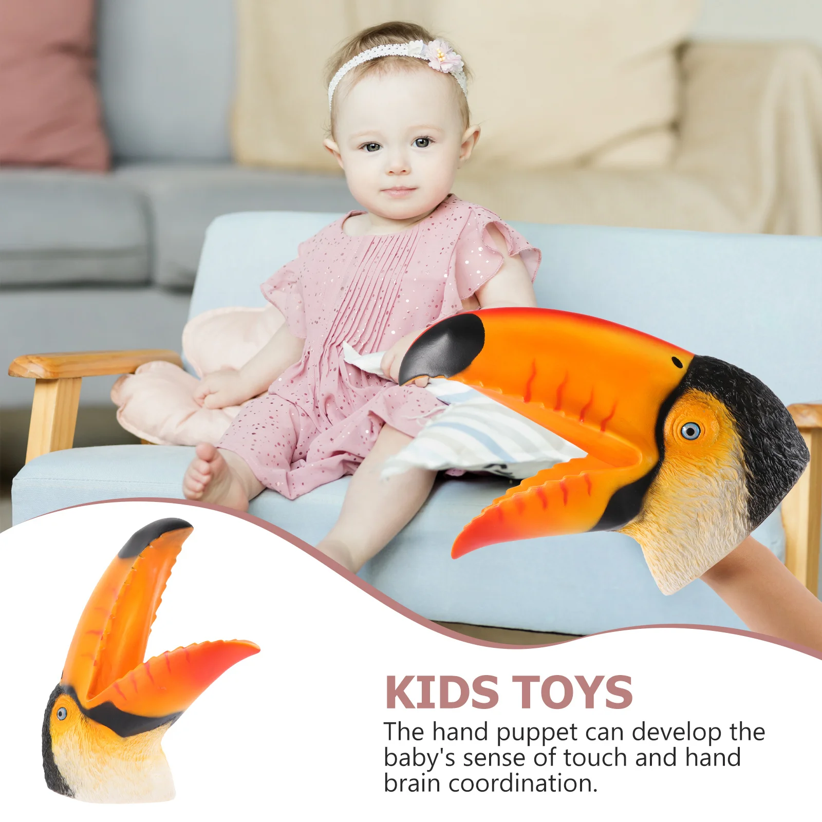 Tucano mão fantoche papel ferramenta educacional para crianças desenvolvimento cerebral família prazer fantoche de mão