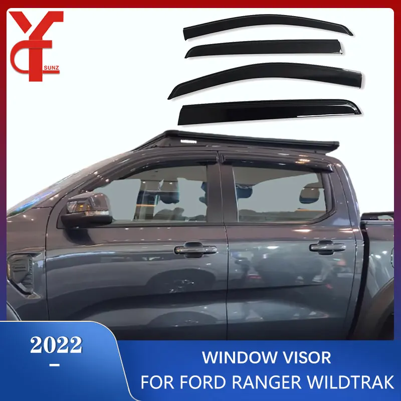 

2022-2024 Door Window Visor Side Wind Deflectors For Ford Ranger Wildtrak T9 2022 2023 Sport XLT XLS XL Rain Guard Accessories