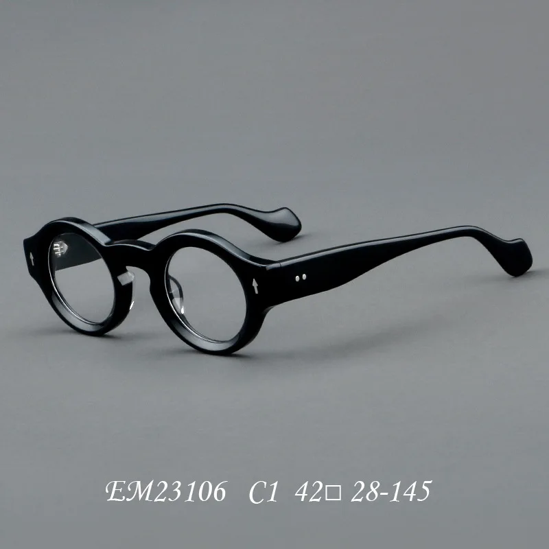 VCKA Runde Acetat-Myopie, Anti-Blau, Verfärben, Brille, Vintage-Stil, für Herren, verschreibungspflichtige Intensivierung, individuelle Optik, Brillen – 0,50 bis -10 – Detail 2