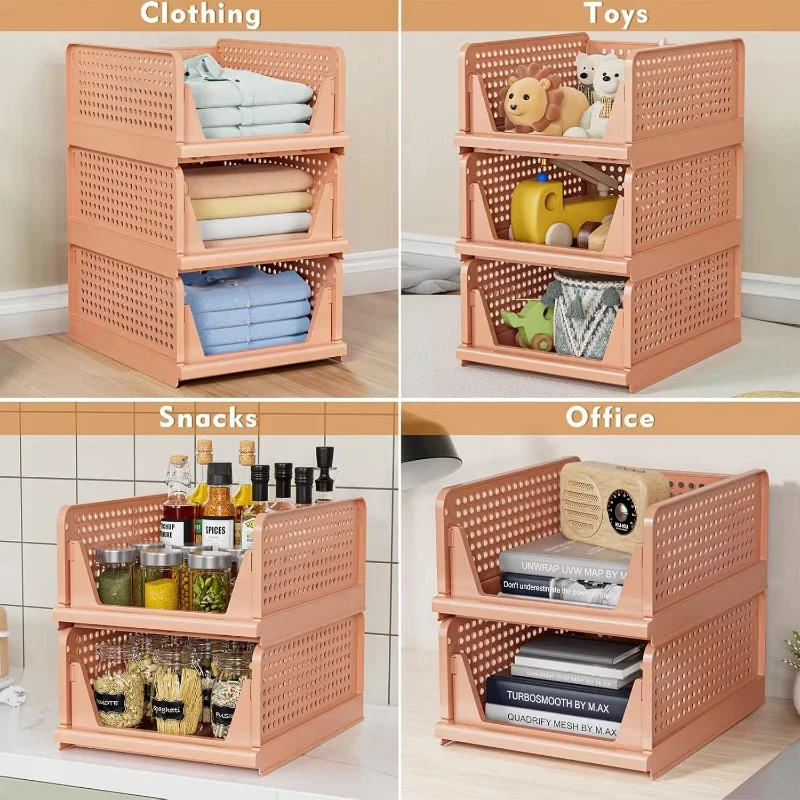 

1 Pcs Stackable Plastic Storage Basket Closet Organizer Drawer Shelf For Kitchen Bathroom Cupboard Clear Container