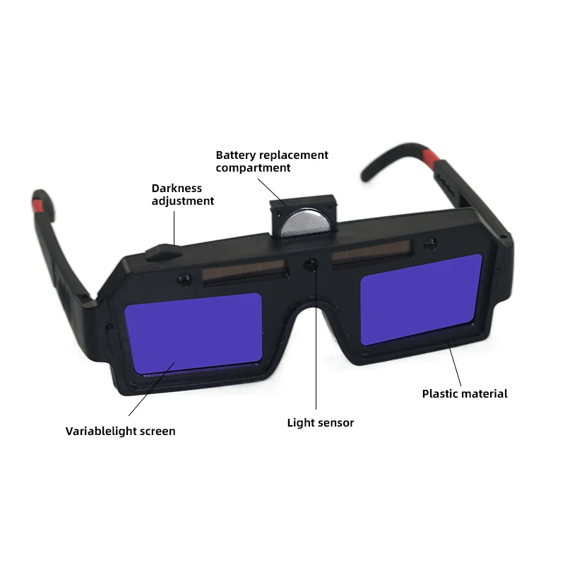 New black auto-dimming welding goggles with replaceable lithium battery welding glasses for TIG-MIG arc plasma cutting