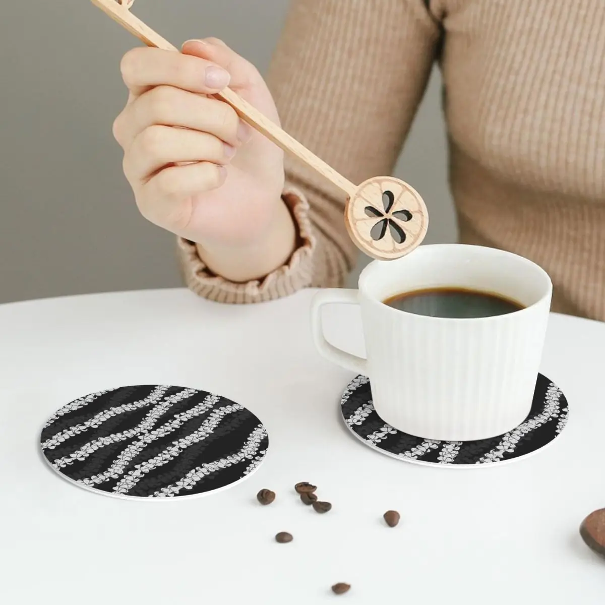 Puakenikeni, posavasos individuales de ocio en turquesa, manteles individuales de cuero, manteles individuales aislantes para café para el hogar, cocina, comedor, juego de 4