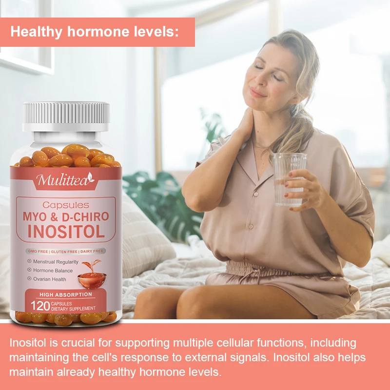 Mulittea Myo-Inositol & D-Chiro Inositol Capsules for Ovarian Health Support and Balance Hormone Vitamin B8 Menstrual regulation