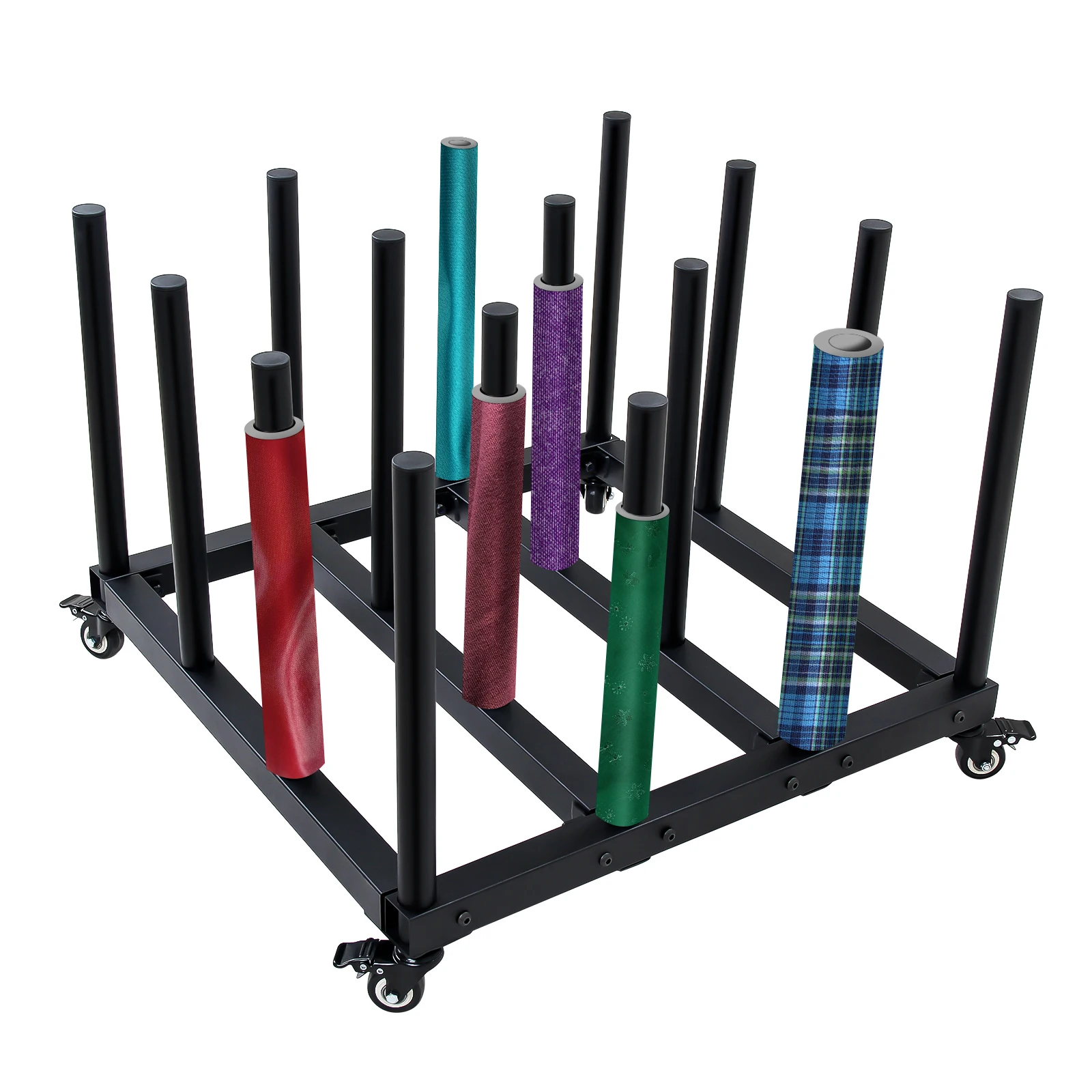 

Vinyl Cart Mobile Rack 16 Roll Heavy Duty Media Roll Cart 1200LBS Vinyl Organizer Round Core Rolling, Vinyl Rack for Blueprint