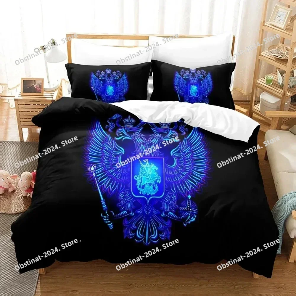 3D Russian Flag State Insignia Bedding Set Printed single Comforter Quilt Duvet Cover Pillow Case 3 Pieces Sets Kids Adult Size