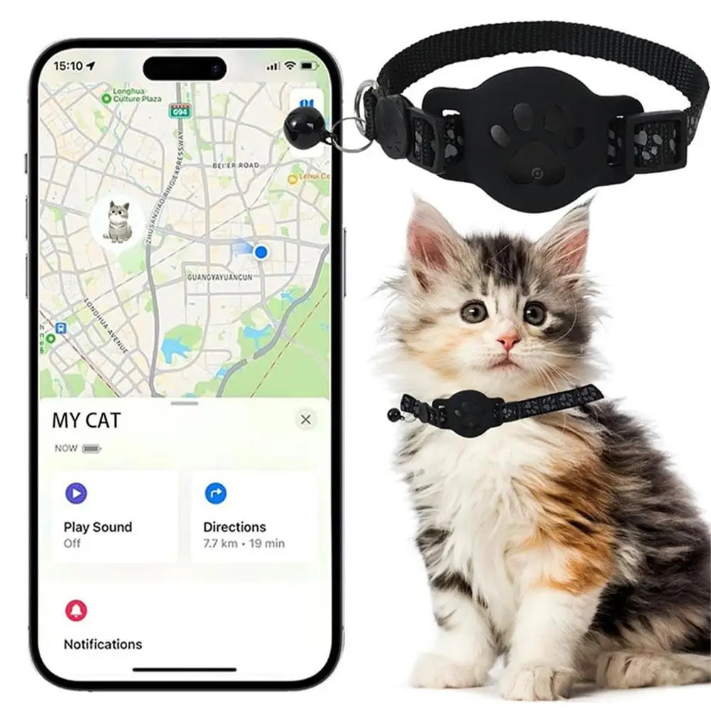 طوق GPS للقطط مع حزام عاكس، جهاز صغير لموقع الحيوانات الأليفة في الوقت الحقيقي، مكتشف مقاوم للماء ومضاد للفقدان للقطط الخارجية (iOS) #4