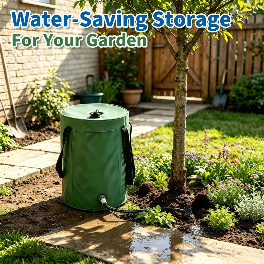 20‑30L Outdoor Collapsible Rain Water Storage Bag,Large‑Volume Collector with Drain Hose Accessories for Flower Watering