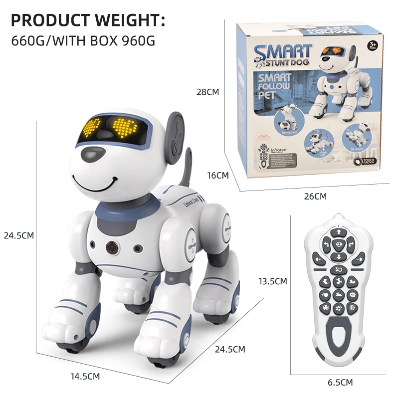 Emo RC Robot Electronic Dog Stunt Dog Voice Command Programmable Touch-sense Music Song Robot Dog for Children\'s Toys