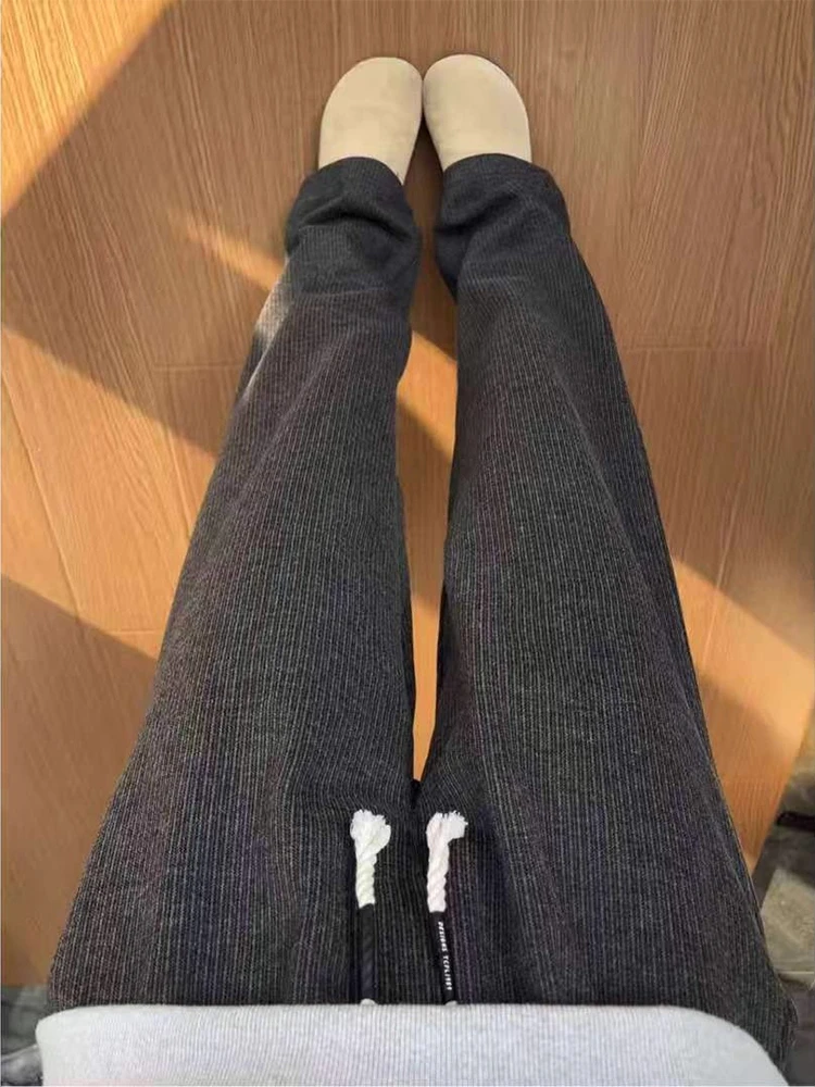 

Bla Drapey Knitted Sweatpants Men's Casual Loose Fit Leg Lengthening Straight Leg Casual Pants Autumn Winter American Lazy ...