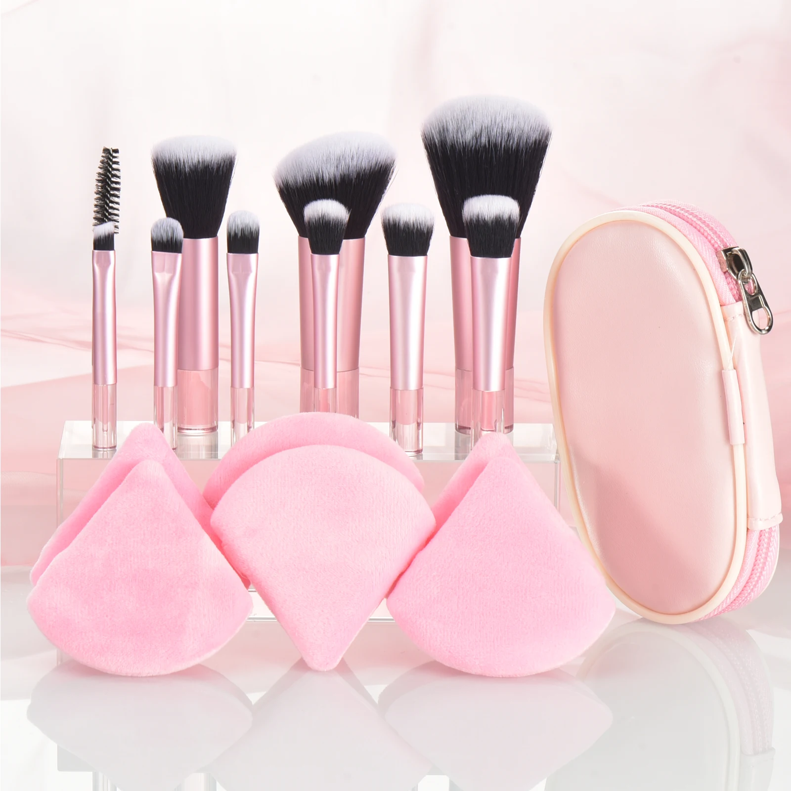 10 mini makeup brushes Multi-color makeup tools Makeup Puff Travel season Portable makeup kit with storage bag