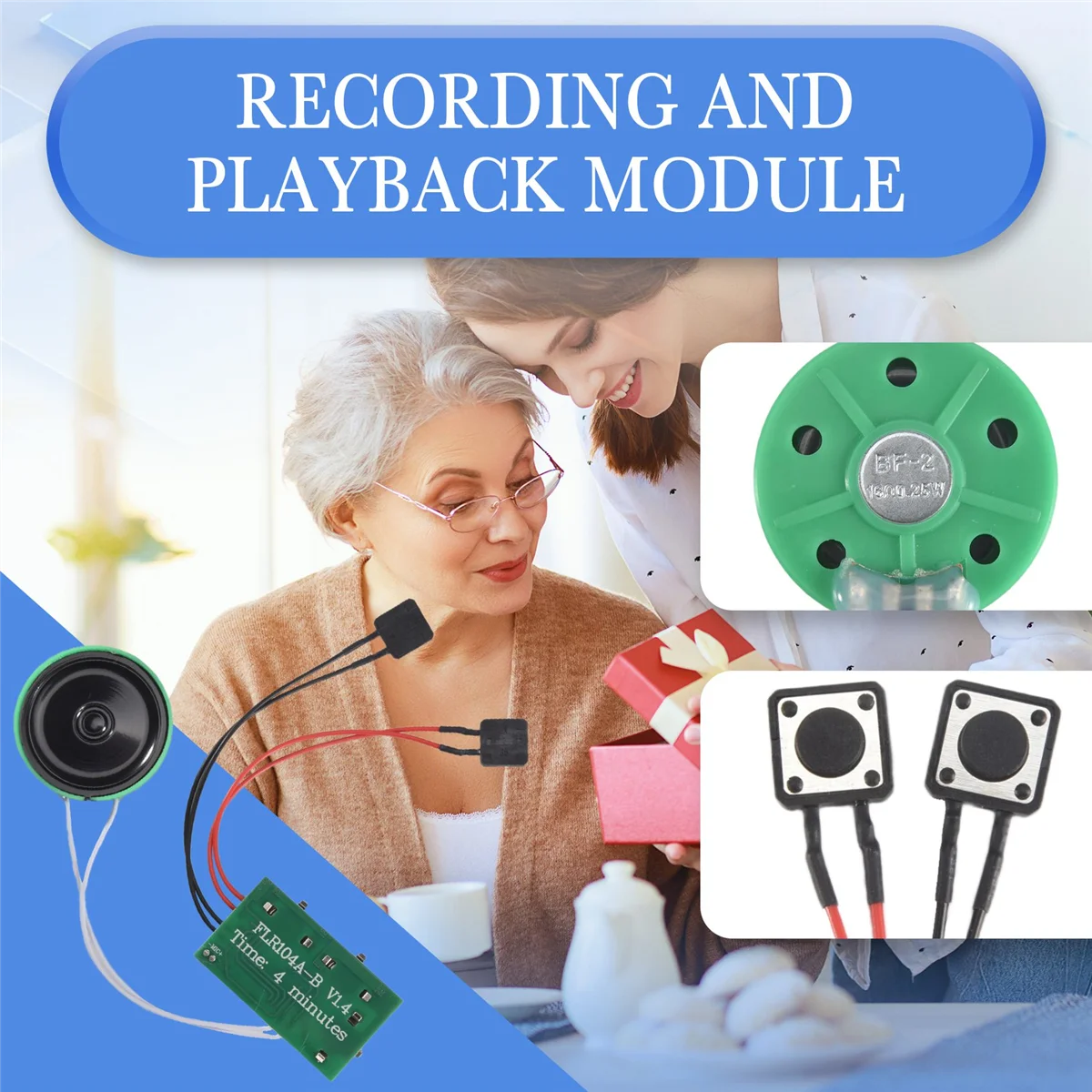 A99T DIY Voice Module Card 4 Minutes Recording Playback Voice Sound Chip Voice Greeting Card for Holiday Luggage Replacement