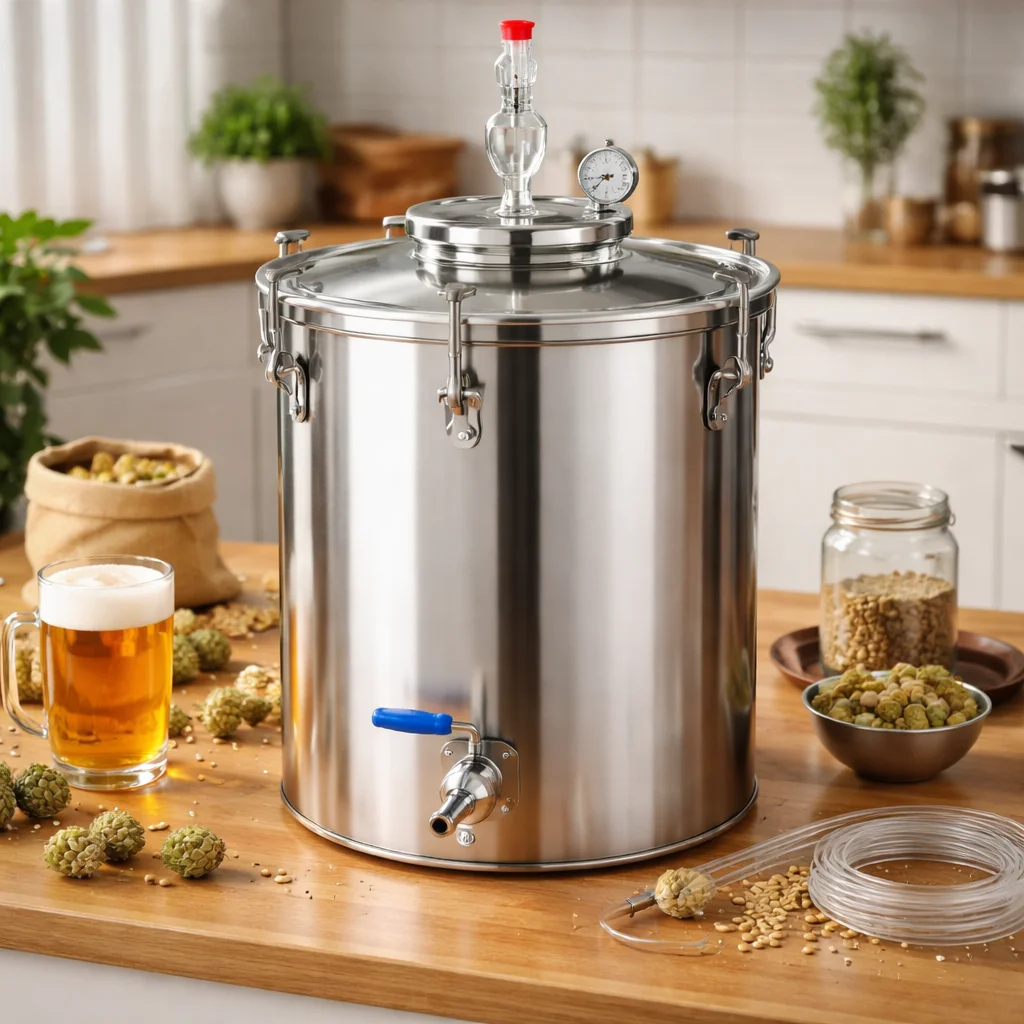 Small Stainless Steel Home Brewing Barrel Fermentation & Storage with Airlock