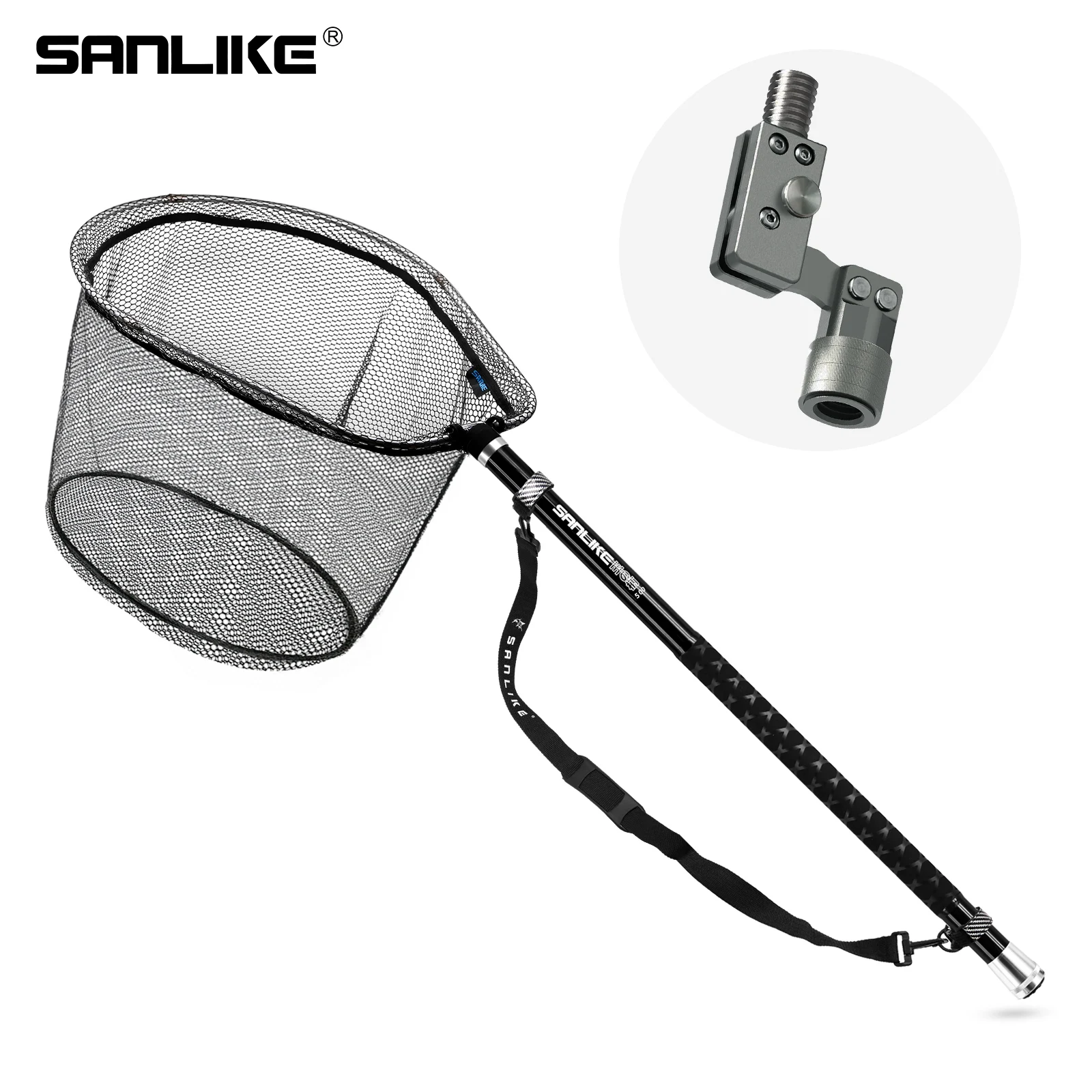 

SANLIKE 3m/5m/6m Fishing Net Carbon Portable Retractable Collapsible Landing Handlebar PE Net with Grey Adaptor Fishing Gear