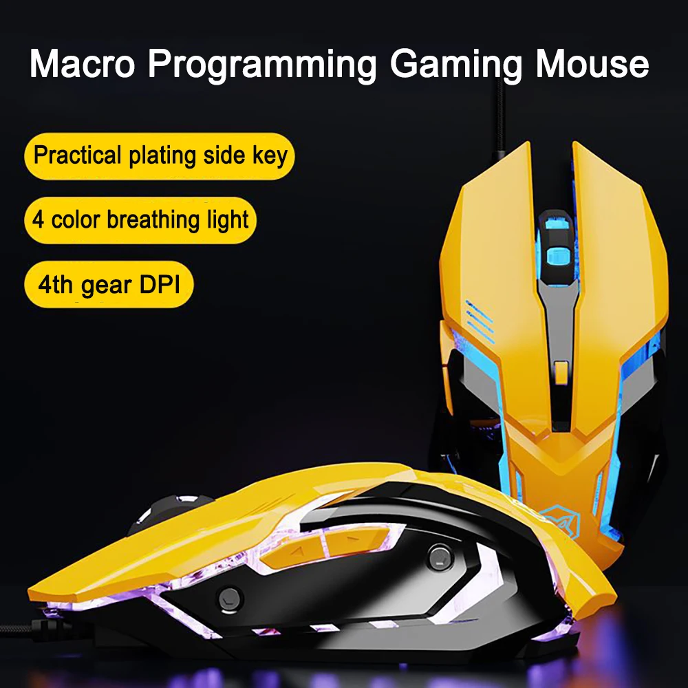 New Mechanical Wired Gaming Mouse 6 Key Macro Definition 12400 DPI Color Backlit Game Player Computer Peripheral for Windows PC