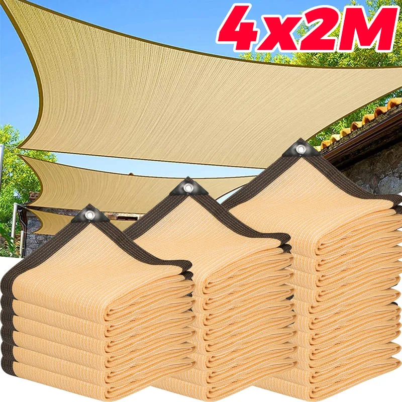 

2x4m Outdoor Shading Net Wrapped Perforated Shading Cloth Thickened Heat Insulation Net Shading Net for Carport Garden Courtyard
