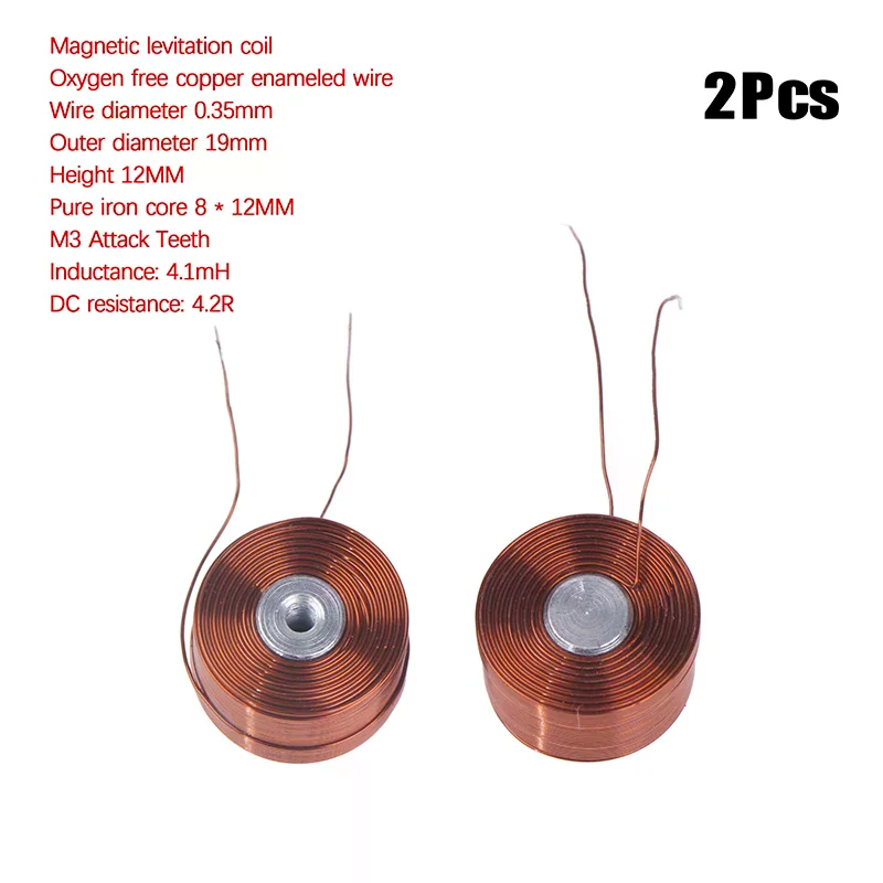 Set of 2 Magnetic Levitation Coils Iron Core Copper Wire 12x19mm with Screw Hole for 100 System Physics Experiment Kit