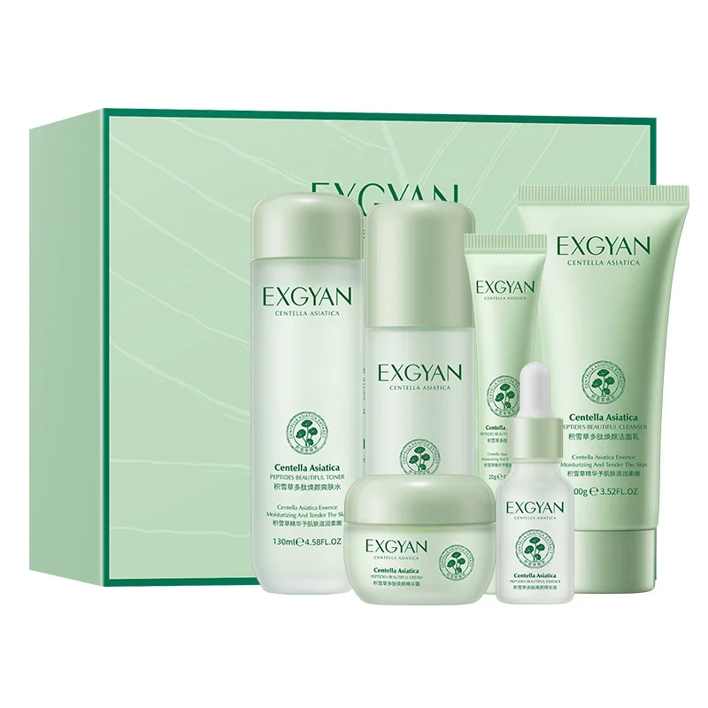 

6pcs/Set Centella Asiatica Skin Care Sets Moisturizing Anti Wrinkle Face Cream Facial Cleanser Serum Toner Skin Care Products