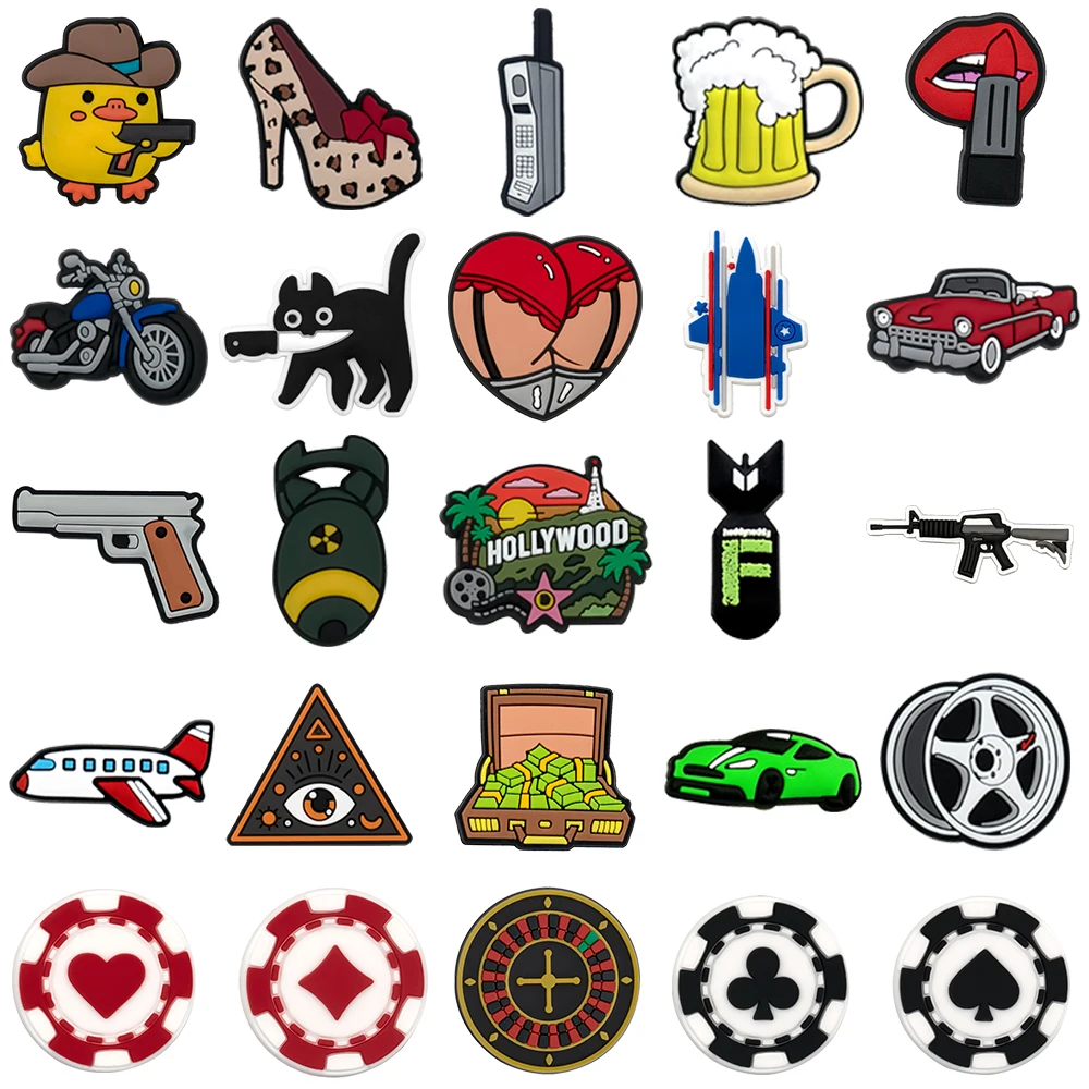 1/25PCS  Shoe Charms Set DIY Decorative Pins Cartoon Car Motorcycle Clogs Accessories for Women Men Friends Fashion Buckle Gifts