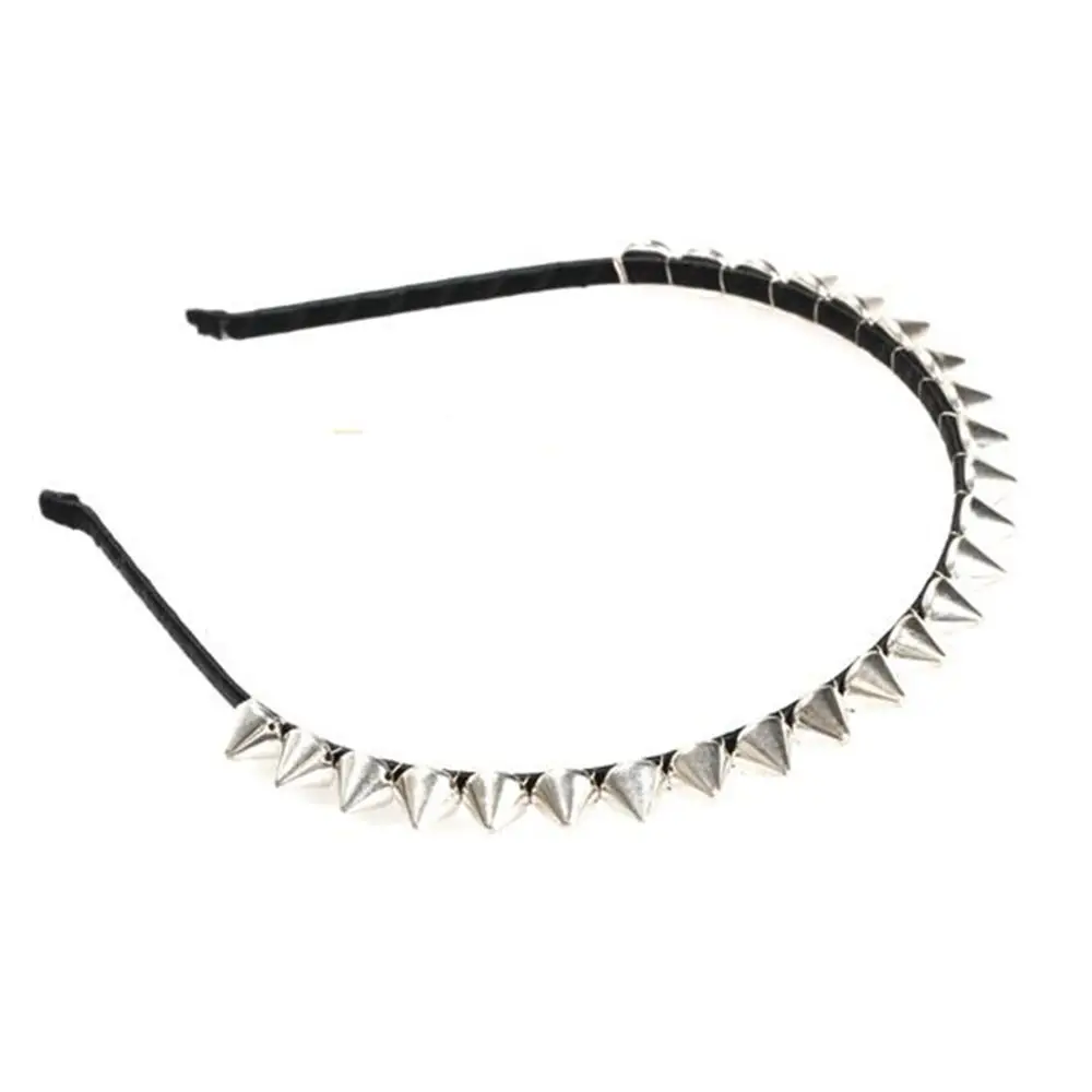 Hot Charismatic Captivating Lady Spike Rock Bow Women Studded Metal Hair Clips Hair Band Rivets Headband