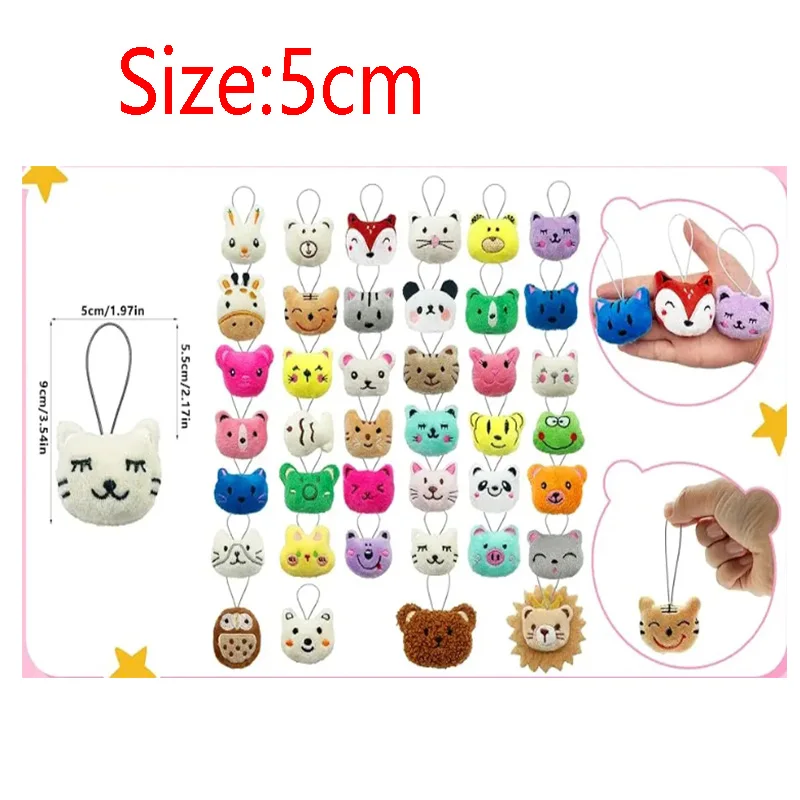 10Pcs Mini Animal Plush Toys Set Cute Small Animal Stuffed Toy Keychain for Party Favors for Goody Bag Easter Egg Stuffers