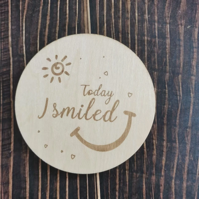 10pcs today i smiled Baby Photo Props Milestone Card Newborn Baby Announcement Nursery Wooden Plaque