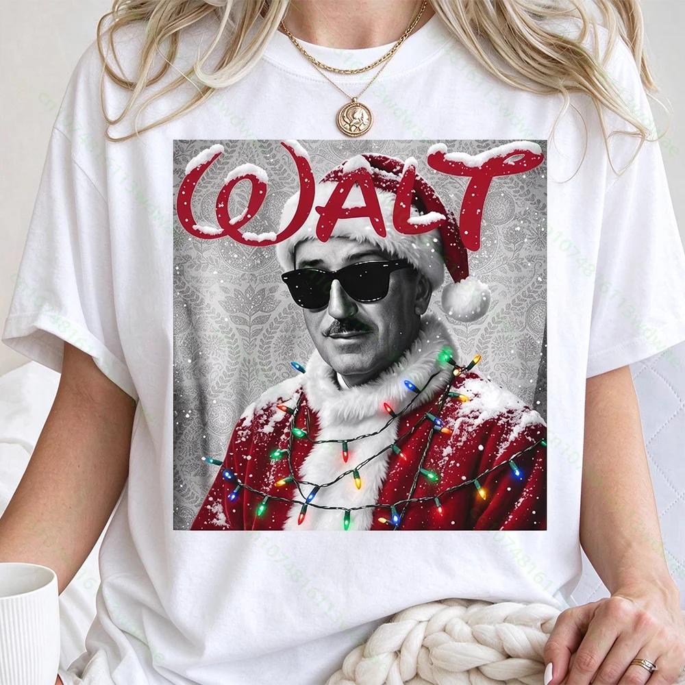 Vintage Walt Christmas Shirt Unisex Magic Kingdom T-shirt Happiest Place On Earth Walt Mens Santa Tee Womens Holiday Leisure Top