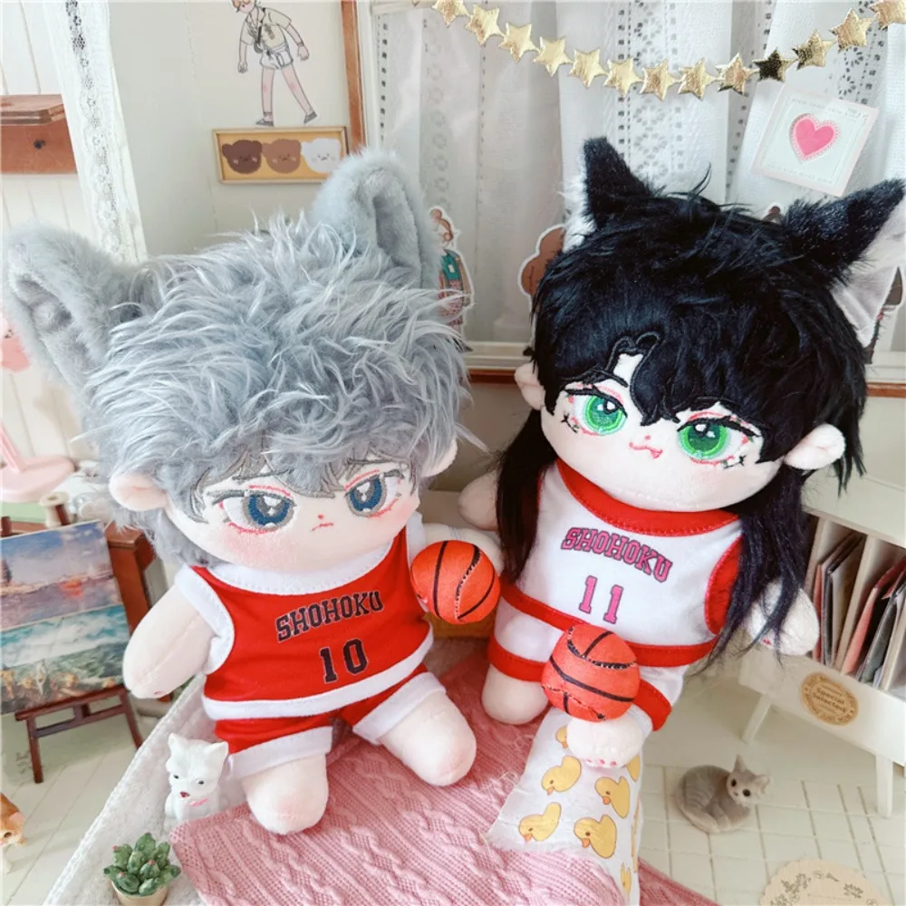 Three-piece Set Doll Basketball Uniform T-Shirt Outfit 20cm Cotton Doll Clothes Red Ball Plush Doll Sports Clothes Stuffed Dolls