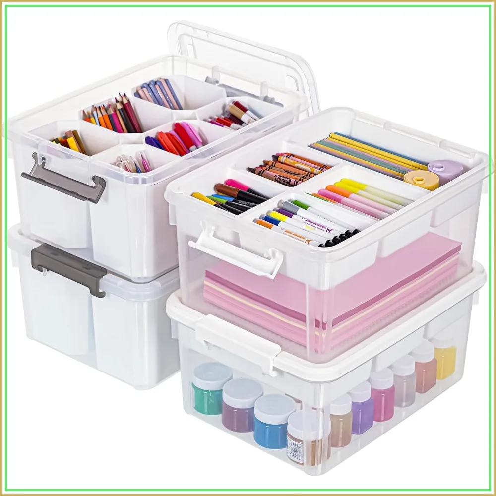 17QT Clear Plastic Storage Bins w/ Lids Stackable Organizer Boxes 4Pcs