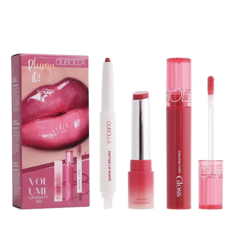 A Set New Waterproof Lip Liner Set Mirror Shine Long-Lasting Lipstick Set Hydrating Formula Lip Gloss Set Woman Makeup