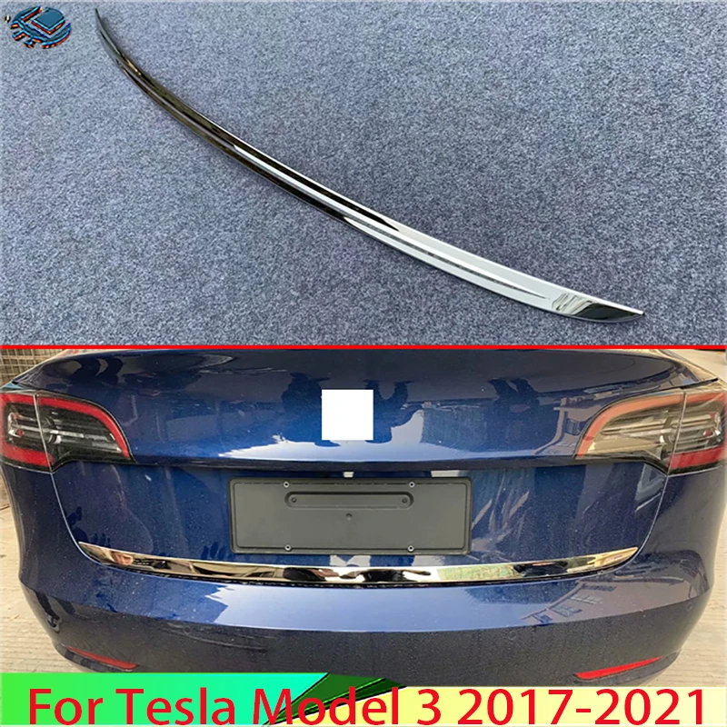 For Tesla Model 3 2017-2022 Car Accessories Stainless Steel Tail Gate Door Cover Trim Rear Trunk Molding Bezel Styling Sticker