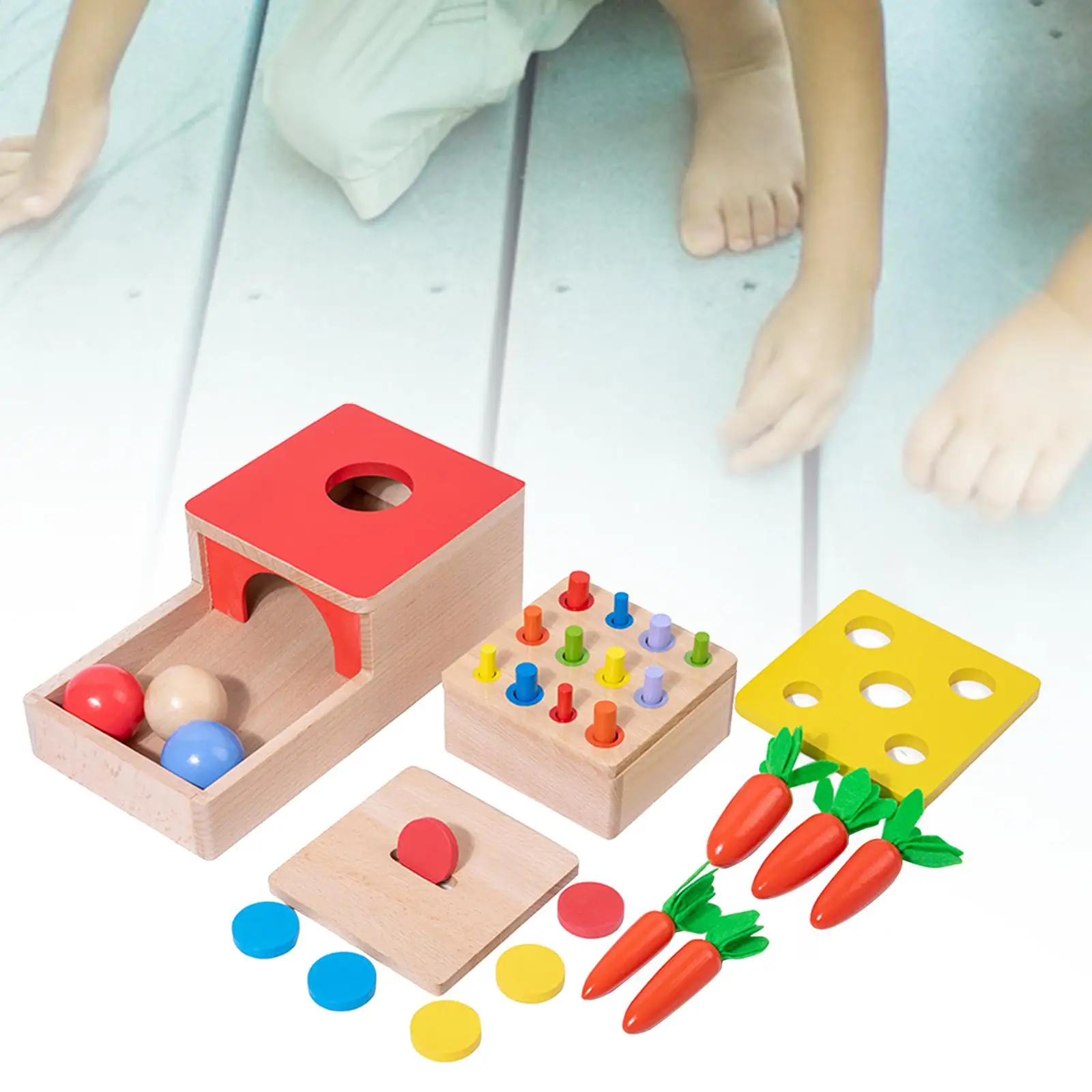 Montessori Object Permanence Box rozwojowa zabawka interaktywny kształt Sorter ciągnięcie marchewki gry dla chłopców małe dziewczynki prezenty