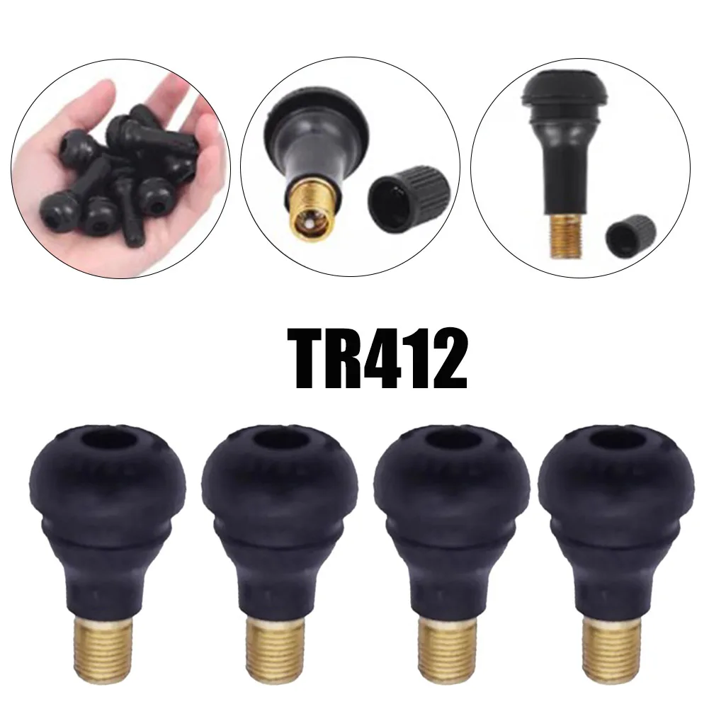 4Pcs/Set TR412 Car Tubeless Tyre Valve Stems Rubber Copper Vacuum Tire Air Valve Universal For Auto Motorcycle Truck