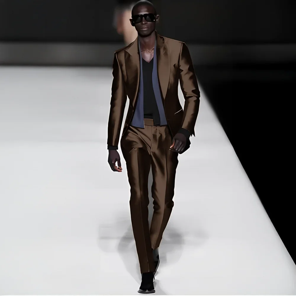 المألوف الساتان الرجال دعوى 2 قطعة دعوى الذروة التلبيب السترة السراويل الزفاف العريس سهرة عشاء حزب اللباس مخصص الرجال البدلة