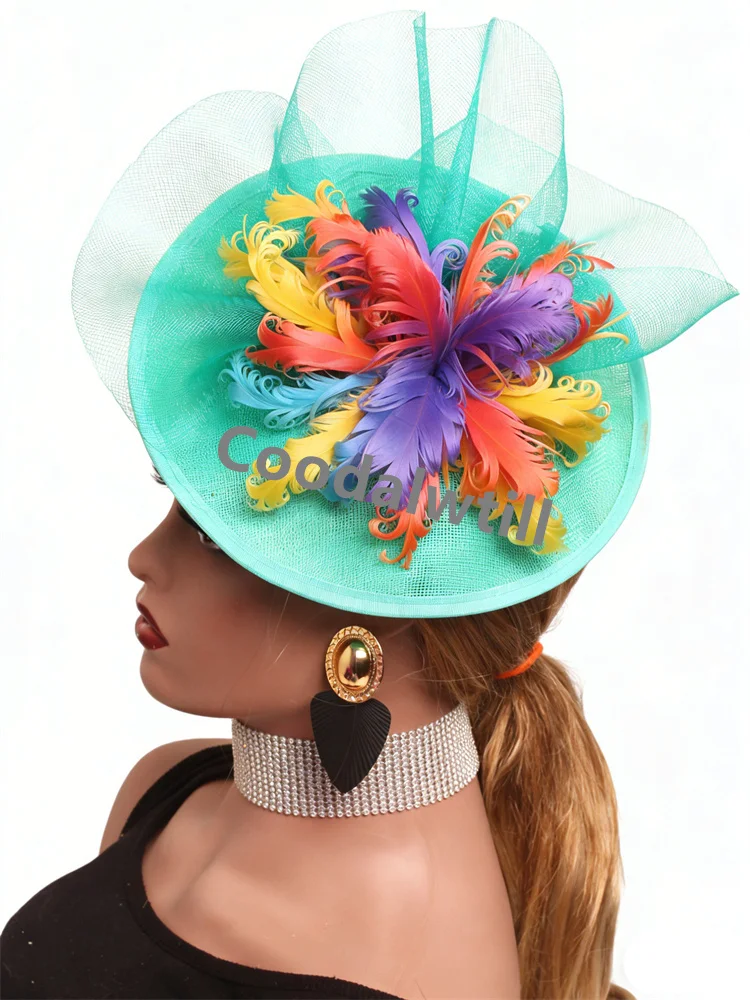 

Colorful Mesh Party Dinner Wedding Fascinator Hat Ladies Derby Church Pillbox Cap Bride Wedding Fascinator Hat Headband Women
