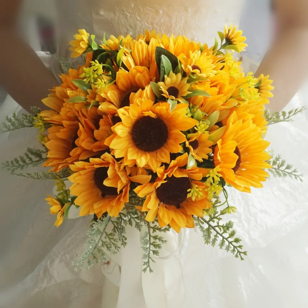 

Artificial Flower Yellow Set for Wedding Prom Artificial Sunflower Flower Thing for Bride Bracelets Wedding Groom