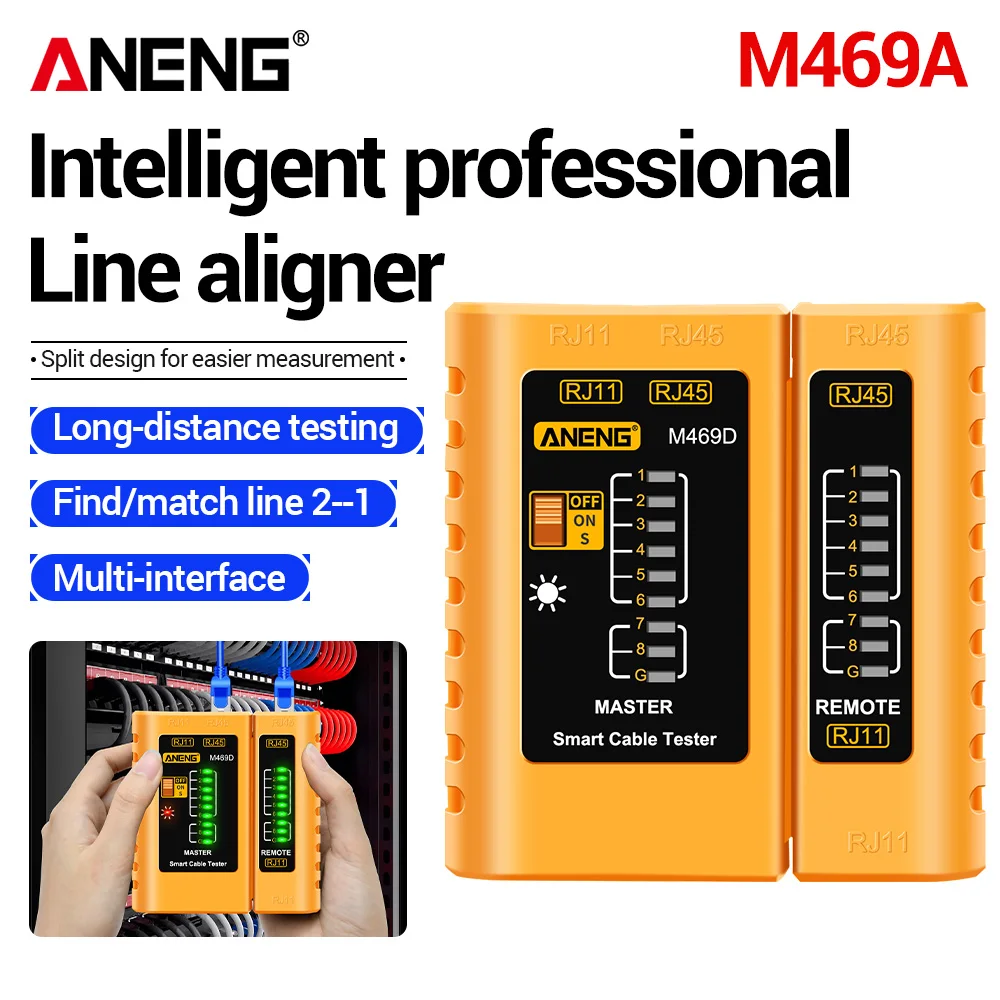 Analizador de Redes ANENG M469D, Probador de Cables LAN RJ45 RJ11 RJ12 CAT5 UTP, Herramientas Profesionales de Reparación de Redes