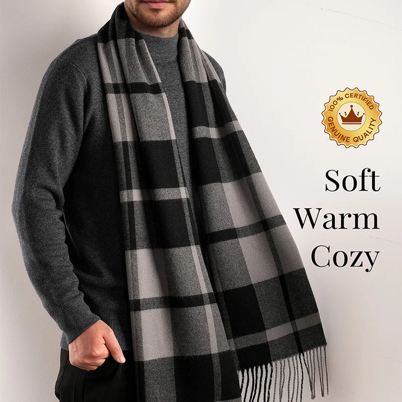 

FURTALK клетчатый шарф с кисточками, зимние длинные удобные мягкие теплые шарфы унисекс для мужчин и женщин, модная повседневная одежда