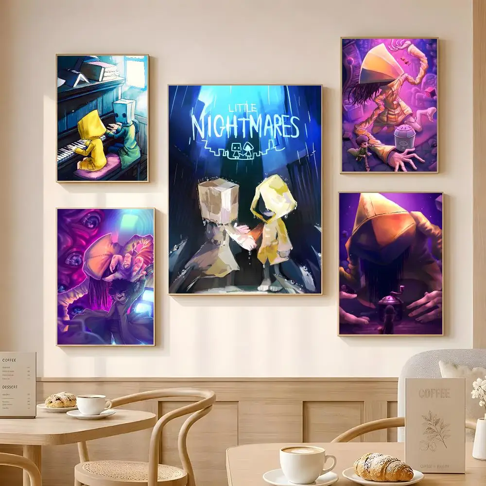 Game Little Nightmares Poster Poster Self-adhesive Art Waterproof Paper Sticker Coffee House Bar Room Wall Decor