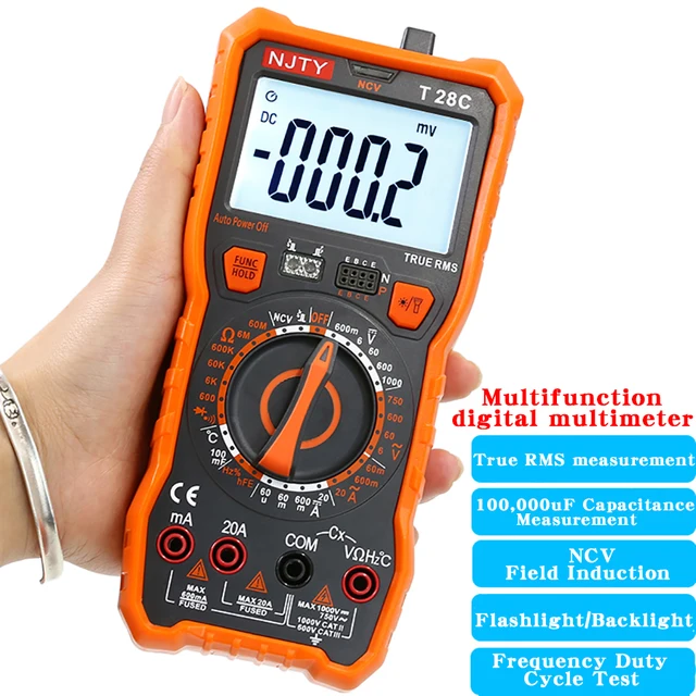 NJTY T28A multimetr wysokiej precyzji cyfrowy wyświetlacz gospodarstwa domowego wielofunkcyjny elektryk miernik 28C z pomiarem temperatury