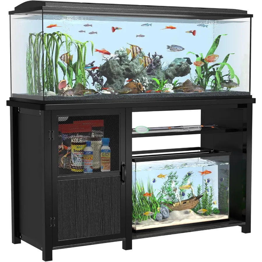 

5575 Gallon Fish Tank Stand with Cabinet Storage and Heavy Duty Metal Frame for Home or Office Use 52 L19.68 W Tabletop Support