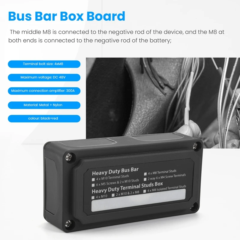 2Pcs Bus Bar Box Board 300A High Current Busbar Automobiles Maximum Connection Amplifier Power Case Parts Accessories