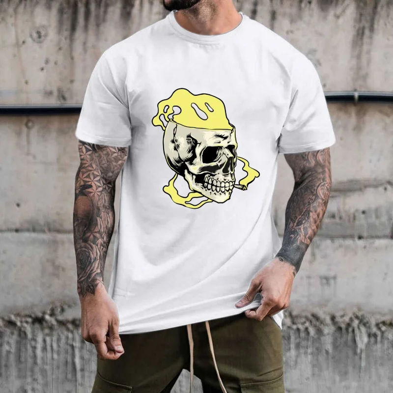 Cool Skull Smoking Pattern Heat Transfer White Ink Iron - on, Suitable for T - shirts, Canvas Bags, Casual Daily & Party,