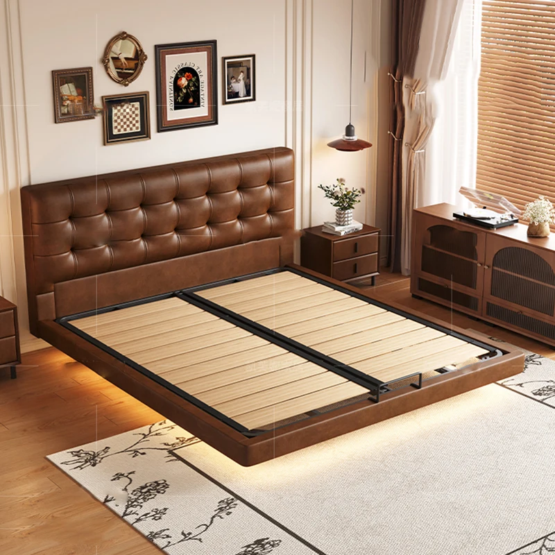 Immagine 3: Letto matrimoniale per camera da letto Letto moderno galleggiante con piattaforma per dormire al sole Letto sicuro Semplice King Size Letto Matrimoniale Lounge Suite Furniture