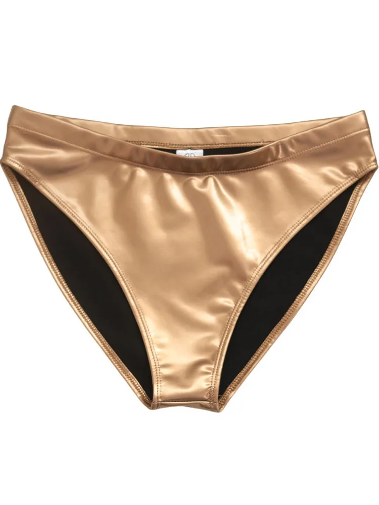 

S-3XL Трусы из ПВХ с высокой талией и мокрым эффектом, блестящие шорты-бикини из искусственной кожи, сексуальные трусики Tanga Calcinha Calzoncillos Bragas Panty