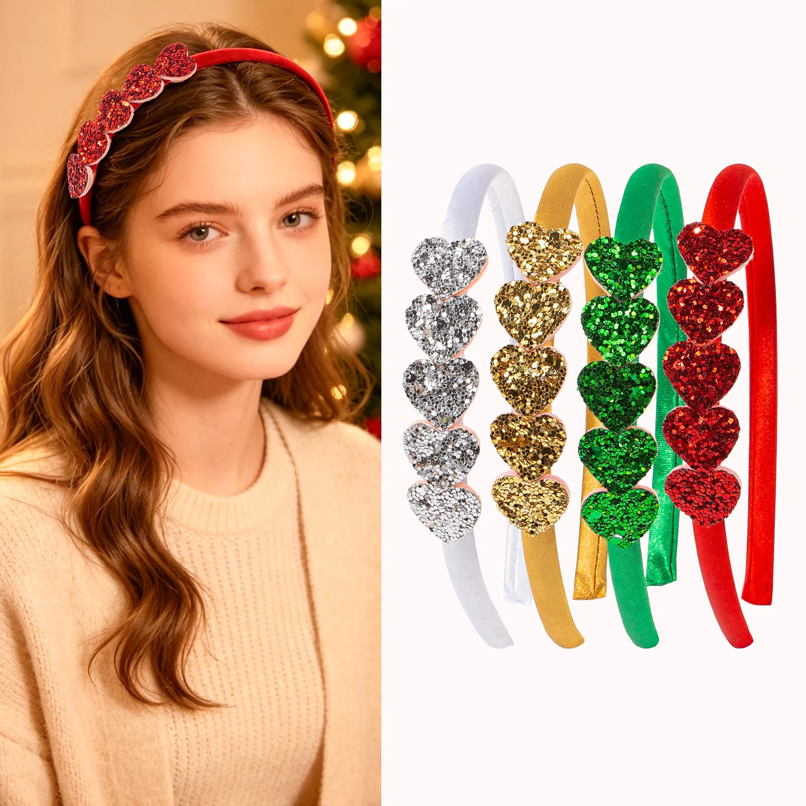 1/4/8pcs Christmas sparkling star shaped headbands party women's hair accessories.